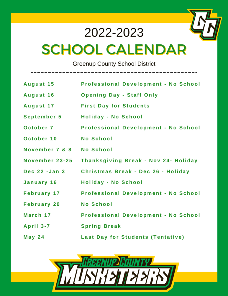 20222023 School Calendar Greenup County High School
